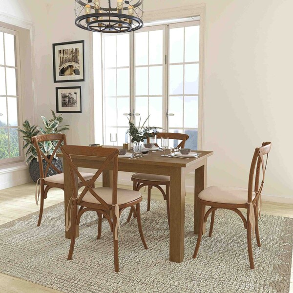 Flash Furniture Farm Table, 4 Chair Cushions Set, 46"x30" XA-FARM-17-GG - main